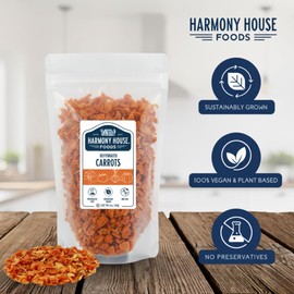 Harmony House Foods Dehydrated Diced Carrots - Air Dried Vegetables for Soup and Cooked Dishes, Great for Camping, Survival, and Backpacking, 4 Ounce Pouch
