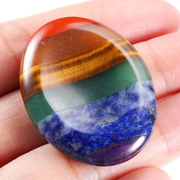 Top Plaza 7 Chakra Crystals Worry Stone for Anxiety Healing Crystals Thumb Worry Stone Pocket Palm Polished Gemstones Reiki Balancing Meditation Crystal - Waterdrop