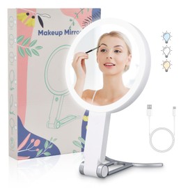 Kosmetikspiegel mit Beleuchtung 1/20-fach Vergrößerungsspiegel mit Licht Doppelseitige Schminkspiegel Dimmbar Tischspiegel Reisespiegel Kosmetik Makeup Spiegel für Reise Geschenke für Frauen 20X Weiß