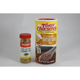 Tony Chachere's Creole Instant Roux Mix and Zatarains Pure Ground Gumbo File Bundle- 2 Items