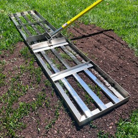 Rocklin™ Lawn Leveling Rake | Levelawn Tool | Level Soil or Dirt Ground Surfaces Easily | 48” x 10” Ground Plate | 78” Extra Long Handle | Stainless Steel
