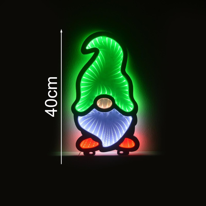 YöL 40cm Infinity LED Colourful Christmas Gonk In Green Hat