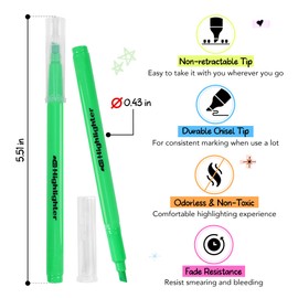 FLEXOFFICE 120 Pack, Fluorescent Assorted Color Highlighters - 6 Bright Colors, Chisel Tip Markers, No Bleed Through Paper, Bulk size - for Study Bible, Journaling, Safe for Children