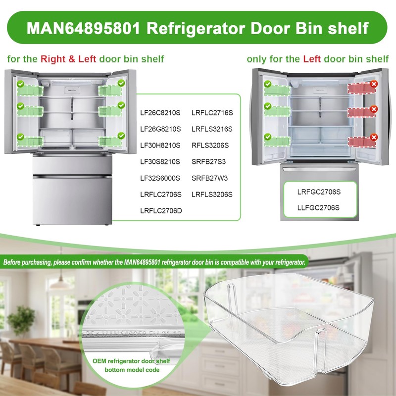 MAN64895801 Door Bin for Refrigerator LRFLC2706S, LF30S8210S, etc