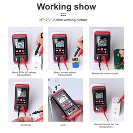 HT Automatic Digital Multimeter - Auto-Ranging Voltmeter - Electric Meter Tester Tool Smart Measurement - Non Contact Volt DC Amp Meter Tester Digital Voltmeter for Ac/Dc Voltage (Red)