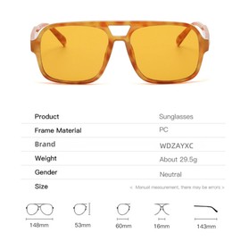 WDZAYXC Retro Sunglasses for Men and Women, Trendy, Retro Sunglasses with Large Frame, Leopard/Orange