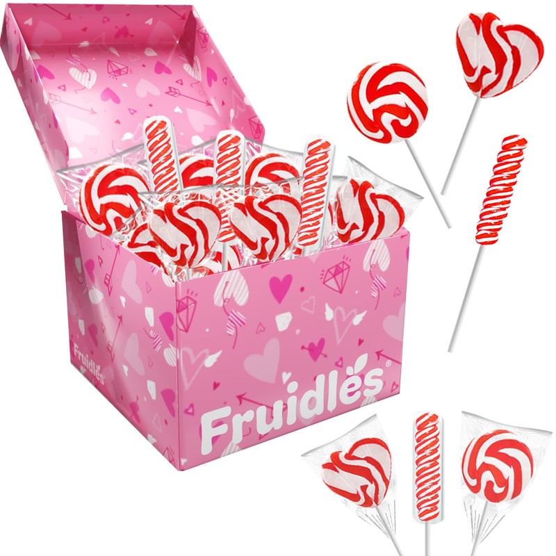 Fruidles Valentine's Day Swirl Lollipop Sucker, Individually Wrapped (144-Pack)