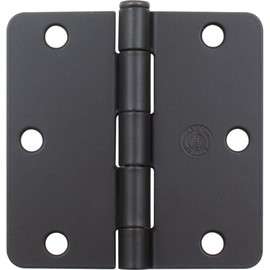 Stone Harbor Hardware 3-1/2" Door Hinges, 1/4" Radius Corner, Matte Black, 3-Pack