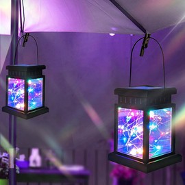 JOAASU 2 Stück Solarlaterne für Außen, Solar Laternen für Draußen, Solarlampen für Außen Hängend, Outdoor Solar LED Laterne, für Terrasse Patio Rasen Garten Deko, Mehrere Farben