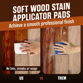 Impresa [6 Pack] Wood Stain Applicator Pads - Lint-Free Microfiber Reusable Applicator Staining Pads for Polishing, Cleaning, & Floor Wax - 4" x 3.25" x .75 Microfiber Sponge