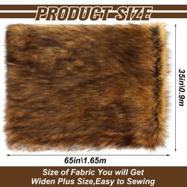 Abbylike Shaggy Artificial Fur Fabric Faux Animal Pelt 65" Wide Fabric Full Plush, Warm Soft Coat Costume DIY Scarfs Rugs Accessories Fashion