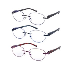 FEIVSN Rimless Reading Glasses for Women, Computer Blue Light Blocking Womens Readers Tinted Edge Stylish Designer Eyeglasses (3 Pack Mix Color, 1.0)