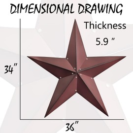 JoyEvy 36" Large Barn Star Outdoor Decoration - Black Metal Star for Outside - Rustic Vintage Western Country Home Farmhouse Primitive Wall Decor