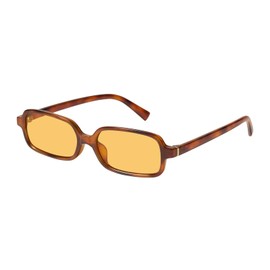 mosanana Retro 90s Rectangle Sunglasses for Women Rectangular Vintage Trendy Square 2025 Cool Cute Narrow Small Face Tortoise Shell Frame Yellow Lens MS52479