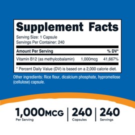 Nutricost Nutricost Vitamin B12 (Methylcobalamin) 1000mcg, 240 Capsules - Vegetarian, Non-GMO & Gluten Free B12 Supplement