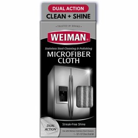 Weiman Microfiber Cloth for Stainless Steel - Safely Traps and Removes Dirt, Oil and Grime to Protect From Scratches 1.40" x 3.56"