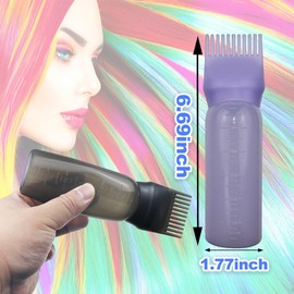 FZWONVUC 4 Pack Root Comb Applicator Bottle, Hair Oil Applicator, Oil Comb Applicator Bottle for Hair Dye Shampoos Hair Salons (Black+White+Purple+Pink)