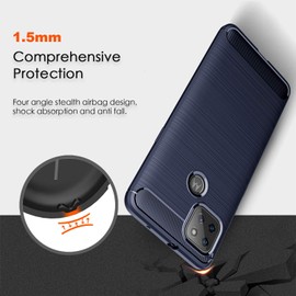 SCL Moto G9 Power Case Cover for Moto G9 Power Case, Brushed Carbon Fiber Texture Anti-Scratch Shock Absorption Technology - Blue