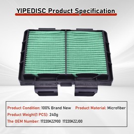 Air Filter Fit for Honda CRF250L 2013-2016 CRF250L/LA 2017-2020 CRF250M 2014-2015 for Rally CRF250RL/RLA 2017-2020 for Rebel 300 500 CMX300A CMX500A 2017-2023 17220KZZ900 17220KZZJ00