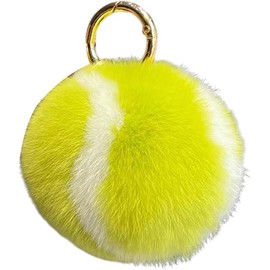 ZhangyiHot Fluffy Tennis Ball Keychain Pom Pom Key Chain Backpack Handbag Charm Accessory for Women Men Birthday Gift Sports Party Favor Keyrings and Charms
