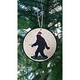 Bigfoot Sasquatch Ornaments Set of 3! 3" Diameter Aspen Wood Made in USA Wooden Christmas Ornaments! Rustic Log Cabin Lodge