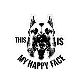 Car Sticker Belgian Malinois Sticker 15 cm (5.9 Inch) Malinois Warning Sign Sticker Belgian Malinois This Is My Happy Face Warning Sign Sticker Bumper Car Window Waterproof Decor