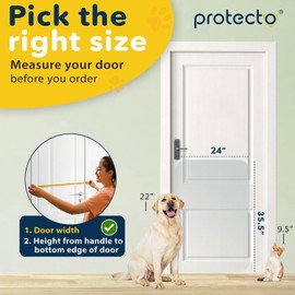PROTECTO Heavy Duty Door Protector from Dog Scratching, 35 x 24” Clear Door Scratch Protector, Easy & Quick to Install on Window, Wall, Screen & Sliding Doors | Cat Scratch Guard for Indoors Outdoors