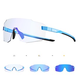 KAPVOE Photochromic Frameless Cycling Glasses for Men Women Running Sport Sunglasses UV Protection Driving Mountain MTB