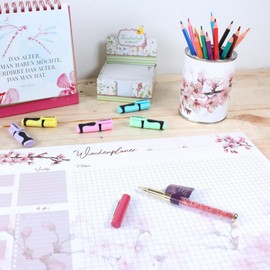 Stiftebecher Kirschblüten rosa - Stifteköcher Stiftehalter schreibtischorganizer Schreibtisch Büro Stifte Organizer Metall Kinder Mädchen Einschulung Floral