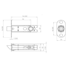 Carlisle Brass BTL30AB/RP 76mm Bolt-Through Tubular Latch with 8mm Follower, Square forends in Antique Brass