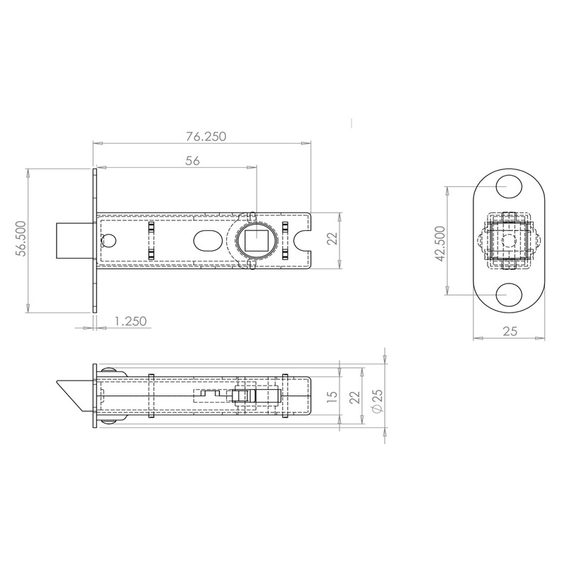 Carlisle Brass BTL30AB/RP 76mm Bolt-Through Tubular Latch with 8mm Follower,