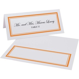 Double Line Border Place Cards, Orange (Choose Color), Set of 25, Pre-cut and Scored - Wedding, Party, Dinner, and Special Events - Made in the USA