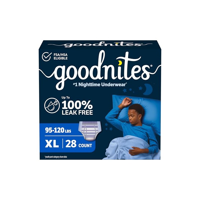 Goodnites Ropa interior nocturna para mojar la cama, XL para
