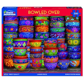 White Mountain Bowled Over Art Puzzles for Adults 500 Pieces Unique Collage Jigsaw Puzzle for Family