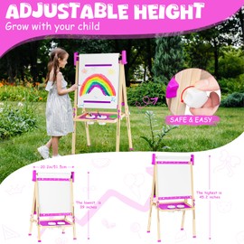 Easel for Kids,Toddler Toys for Ages 5-7,Stand Kids Art Easel White Board Dry Erase,Height Adjustable Double-Sided Magnetic Whiteboard and Chalk Board,4 5 6 Year Old Boys Girls Birthday Gifts
