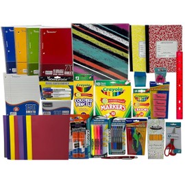 Wide‑Ruled Back to School Essential Supplies Bundle for 3rd‑5th Grade Elementary White Binder, Notebooks, Filler Paper, Crayola Crayons & Pencils, Glue Sticks, Composition Books and More (Multicolor)