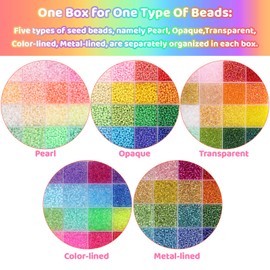 Funtopia 34000pcs+ 3mm Seed Beads for Jewelry Making, 5 Types 120 Colors Small Glass Beads for Bracelets, Friendship Bracelet Kit with Alphabet Letter Beads Smile Face Beads for DIY, Art and Craft