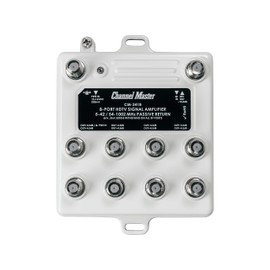 Channel Master Ultra Mini 8 - 8-Port TV Antenna Distribution Amplifier, 4.5dB gain, Compatible with Non-Amplified TV Antennas, Cable TV and Internet Modems, Increases Signal Strength, Indoor/Outdoor