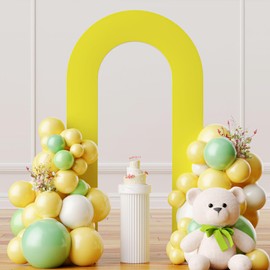 sea incrsion Yellow 7.2FT U Shaped Open Arch Backdrop, Spandex Double Sided Arch Cover, Fitted Round Top Chiara Stand Cover for Wedding, Party, Birthday, Baby Shower, Anniversary