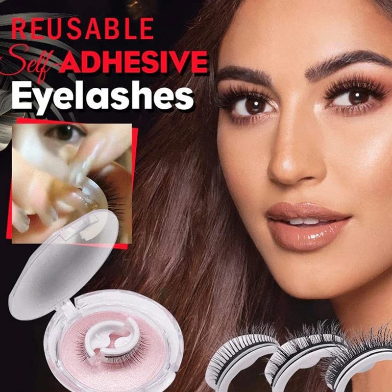Bluemega 2 Pairs Fake Eyelashes Pestañas Autoadhesivas, Pestañas Adhesivas Reutilizables,