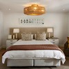 Bewishing 20'' Boho Gold-Colored Rattan Fandelier with Light & Remote