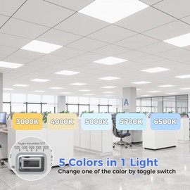 AIKVSXER 4 Pack 2x2 LED Flat Panel Light - Selectable 5 CCT 3000K-6500K & 5 Wattage 30-50W 4400Lm 0-10V Dimmable 2x2 led Drop Ceiling Lights 120-277V for Commercial and Home ETL