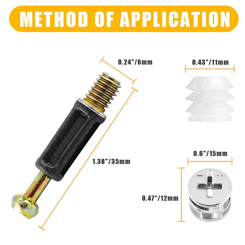 BokWin 10 Set 35mm Cam Lock Screws for Furniture,3 in