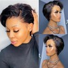 QTIKER Pixie Cut Wig Human Hair Short Lace Front Wigs