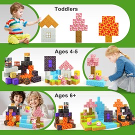 Coodoo Magnetische Bausteine - Baue Mine Magnet Welt Zauberportal Set, Magnetische Fliesen Kleinkindspielzeug Outdoor Spielzeug für Jungen und Mädchen ab 3 Jahren, Kreative Kinderspiele Kinderspielzeug