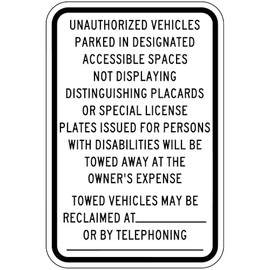 California Unauthorized Vehicles Will be Towed Sign State Accessible Parking Style 20794 Caution Metal Tin Sign 12x16 Inch for Safety