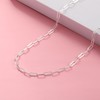 GLIVEOR Silver Paperclip Chain Necklace for Women, Sterling Silver Clasp