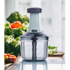 Manual Hand Press Push Chopper 1000 ML with 6 Blades for Effortless Chopping, Vegetables & Fruits Chopper Mixer Cutter to Cut Onion, Salad, Tomato, Potato – Handy Push Choppers, Kitchen Tool