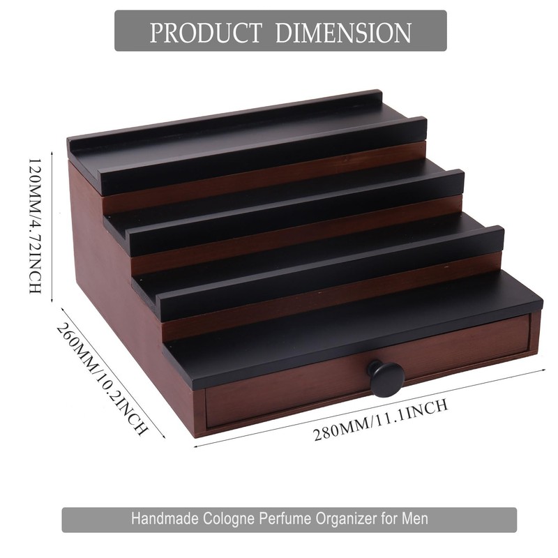 Fengligoo Cologne Organizer for Men - 4 Tier Brown Black