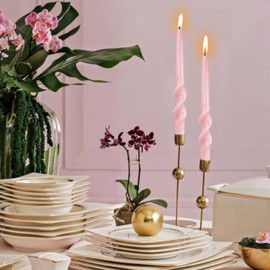 Spiral Taper Candles Pink Candle 10 inch Tall Twisted Candlesticks Set of 2 Unscented Smokeless Taper Candles for Holiday Wedding Home Decor Candlelight Dinner